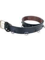 Ledergürtel mit Doppelschnalle und D-Ringen schwarz Ledergürtel mit Doppelschnalle und D-Ringen schwarz